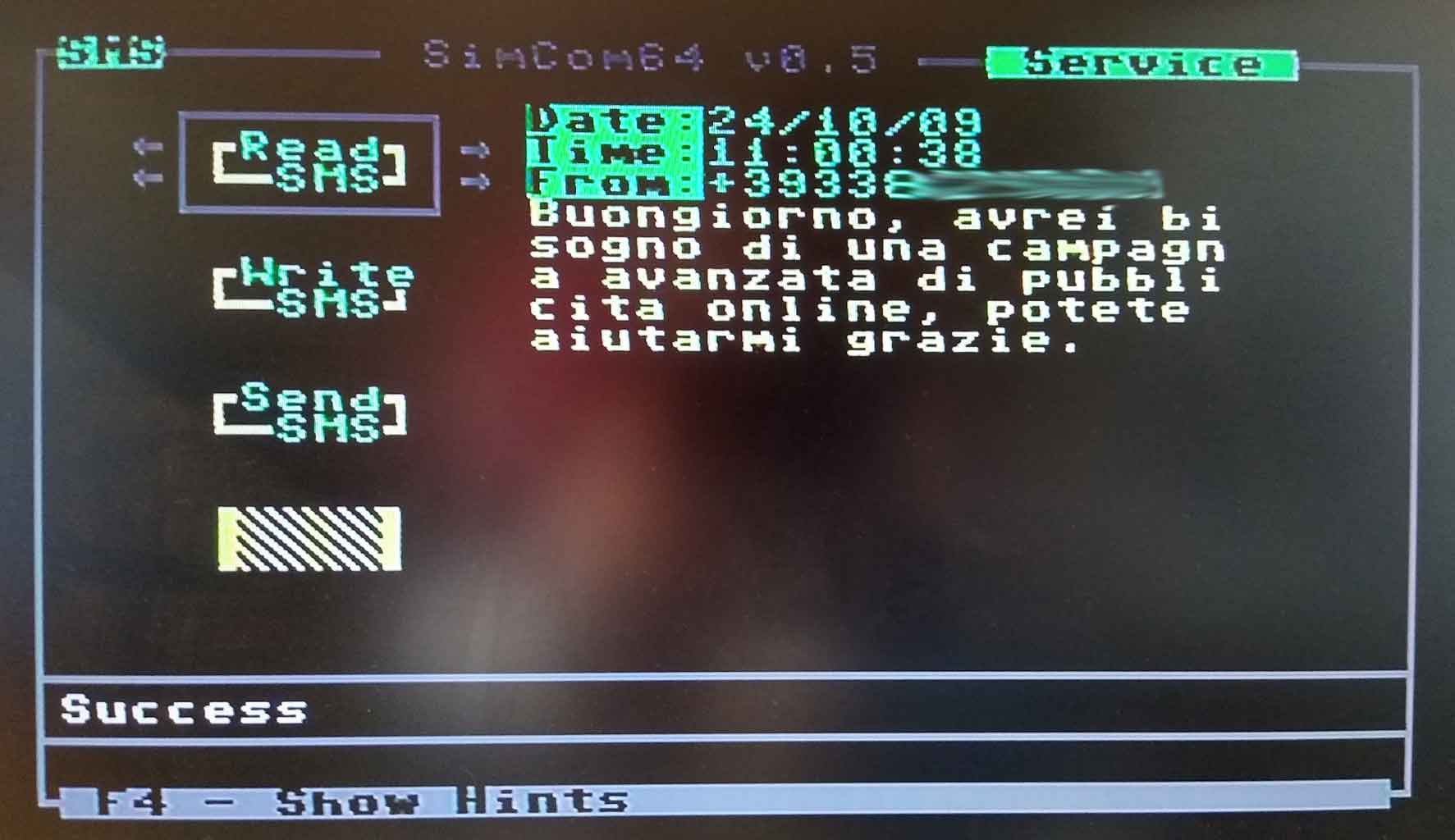 commodore64 sms request